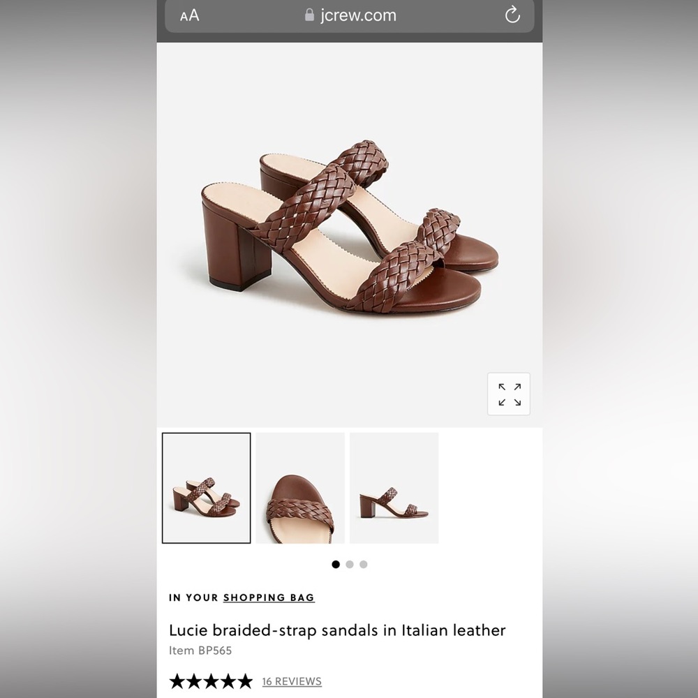 J.Crew Lucie Sandal in tarnished brown braided leather
